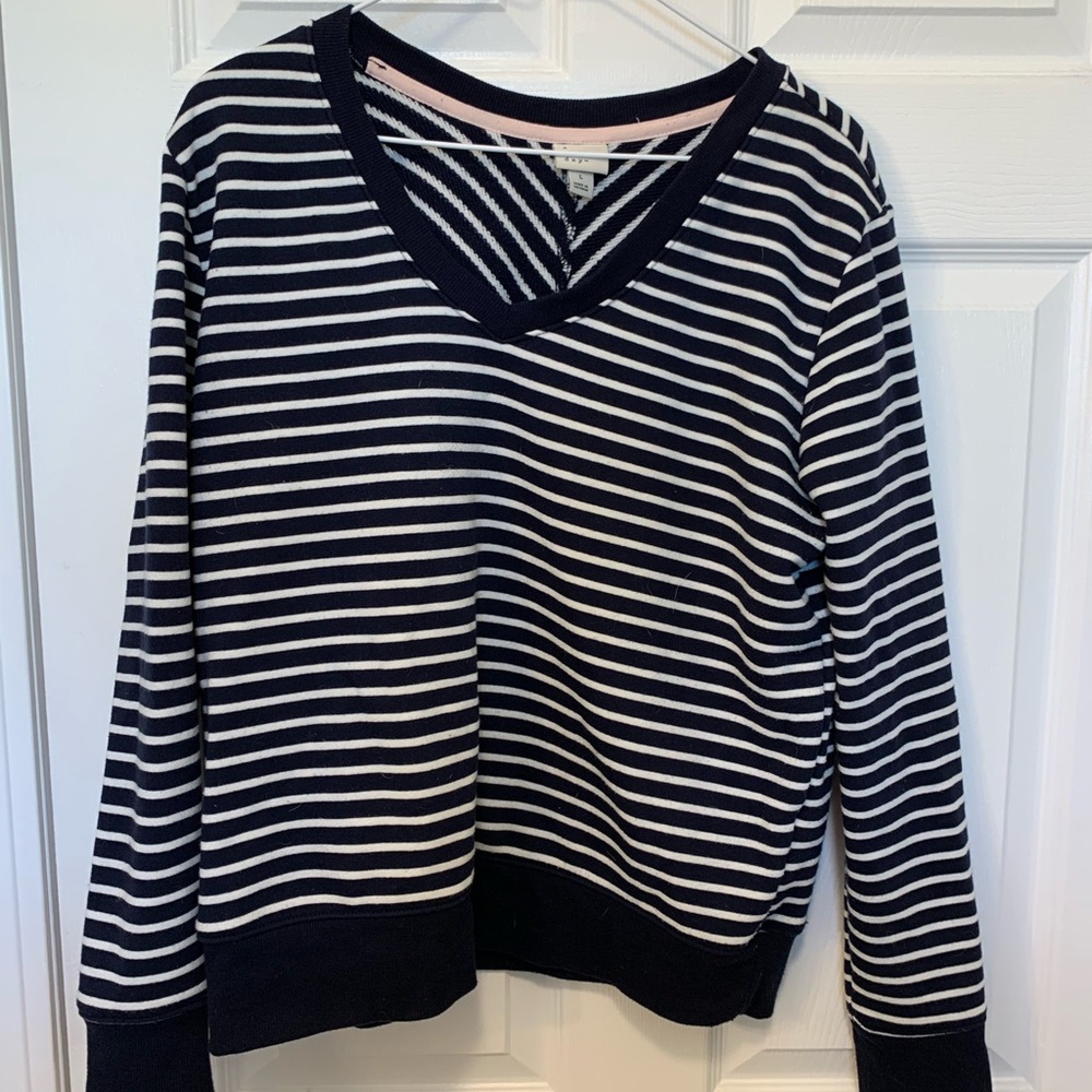 Navy & white striped sweater LARGE